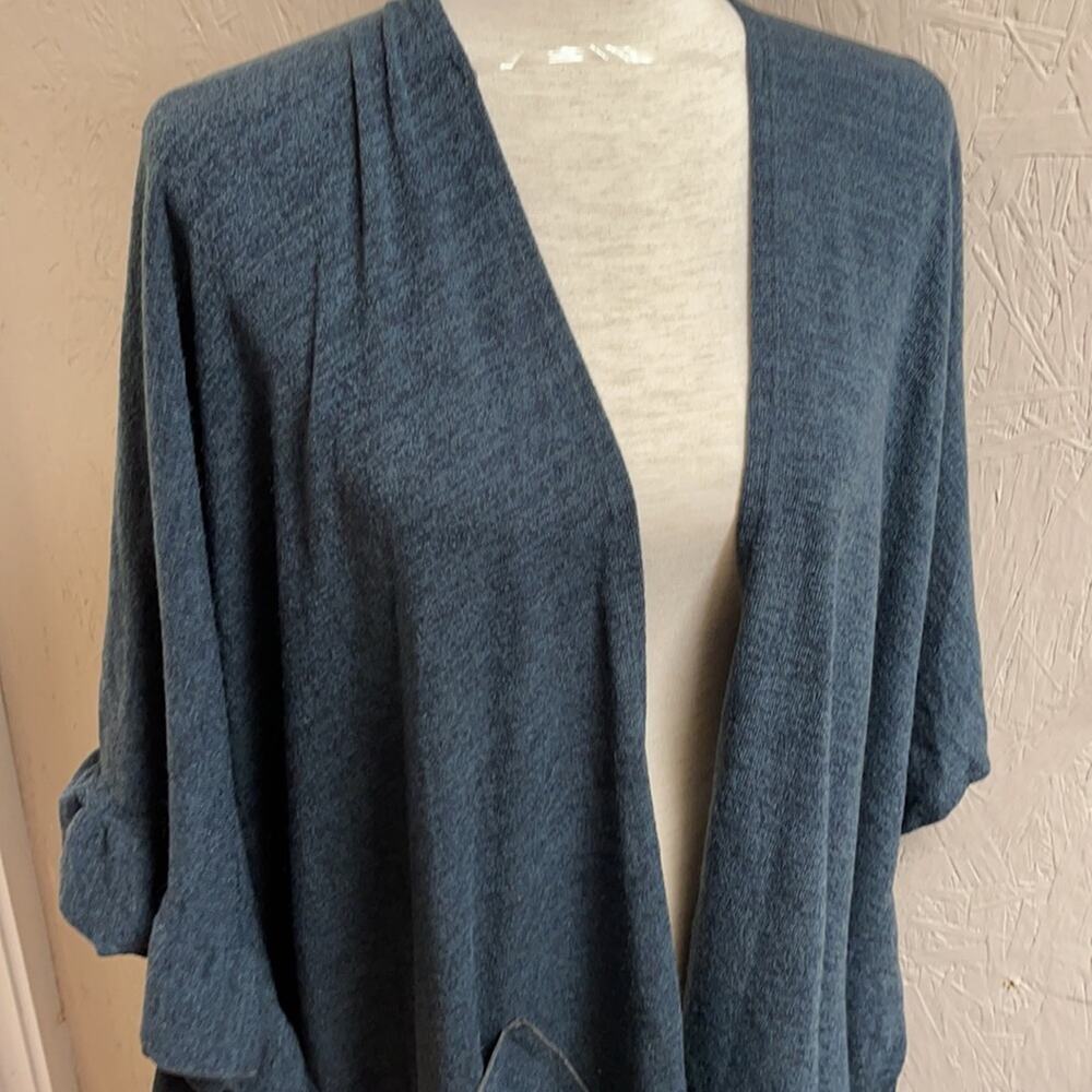 NWT Long Slate Blue Ruffled Cardigan Cape - Picture 4 of 9